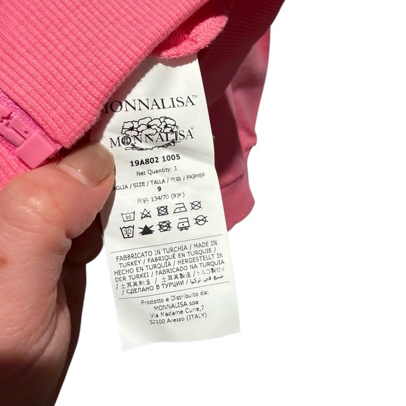 MONNALISA pink zip hoodie sweatshirt - size 9 - Picture 6 of 6